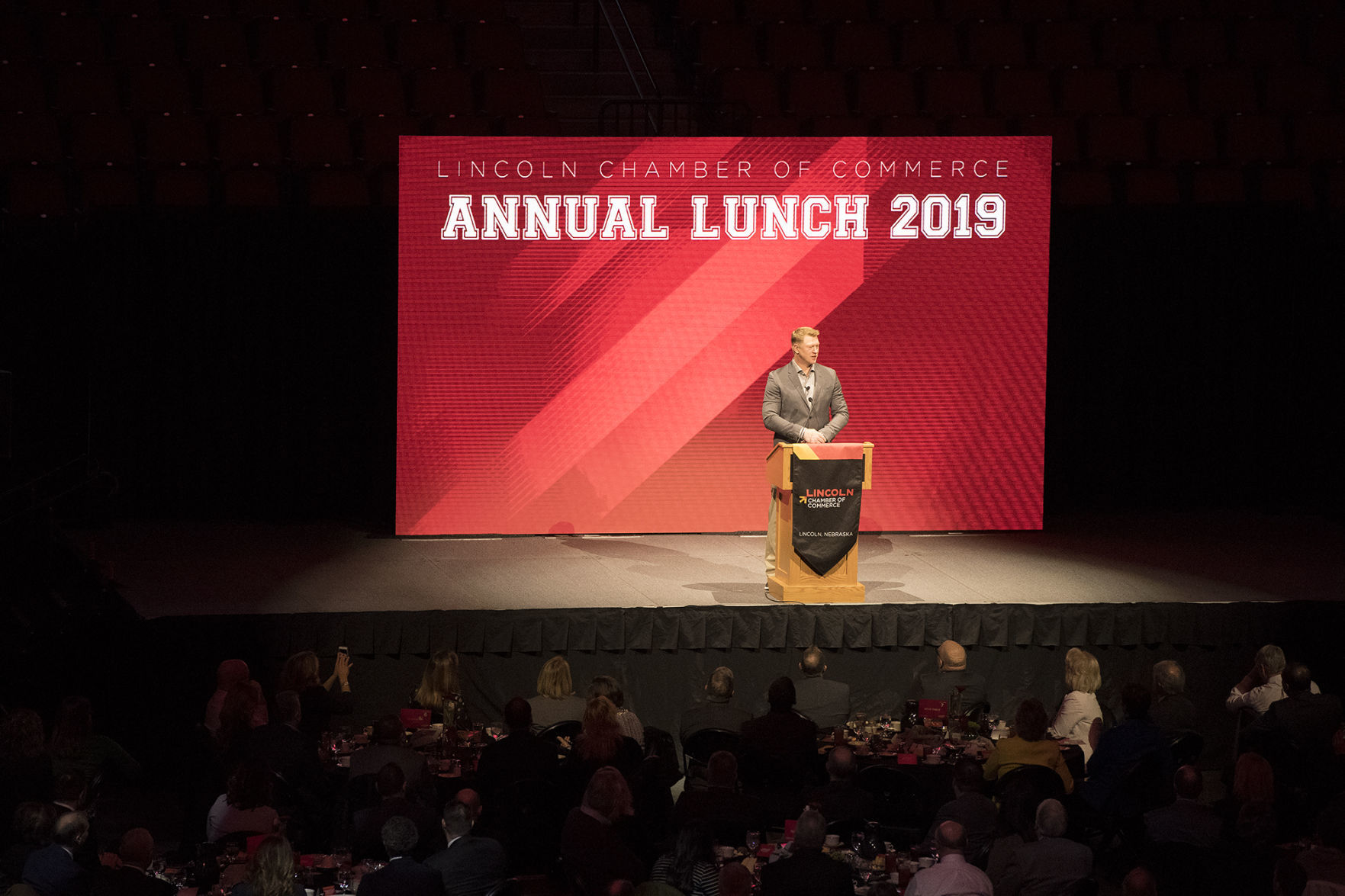 Scott Frost at Lincoln Chamber of Commerce lunch